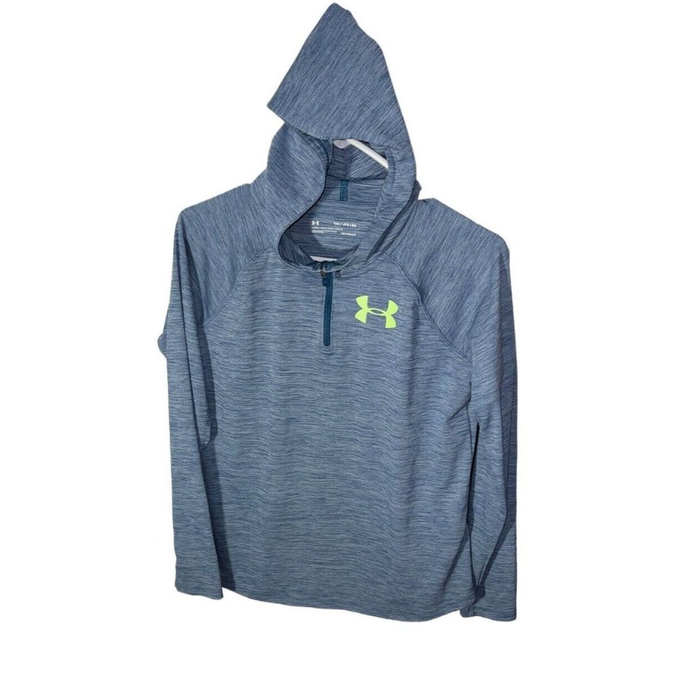 Under Armour Girls HeatGear Tech Novelty 1/4 Zip Hoodie Size XL Blue